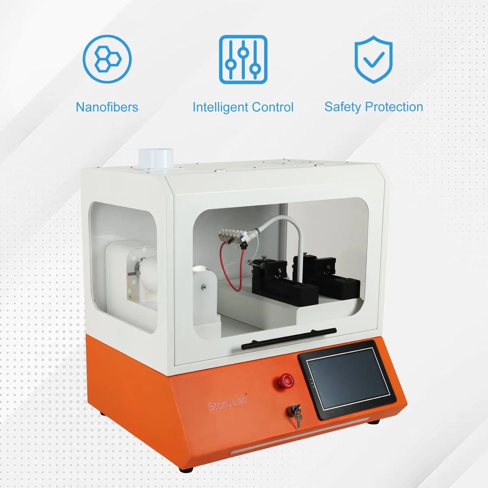 Comprehensive product view and setup components for StonyLab Electrospinning Machine