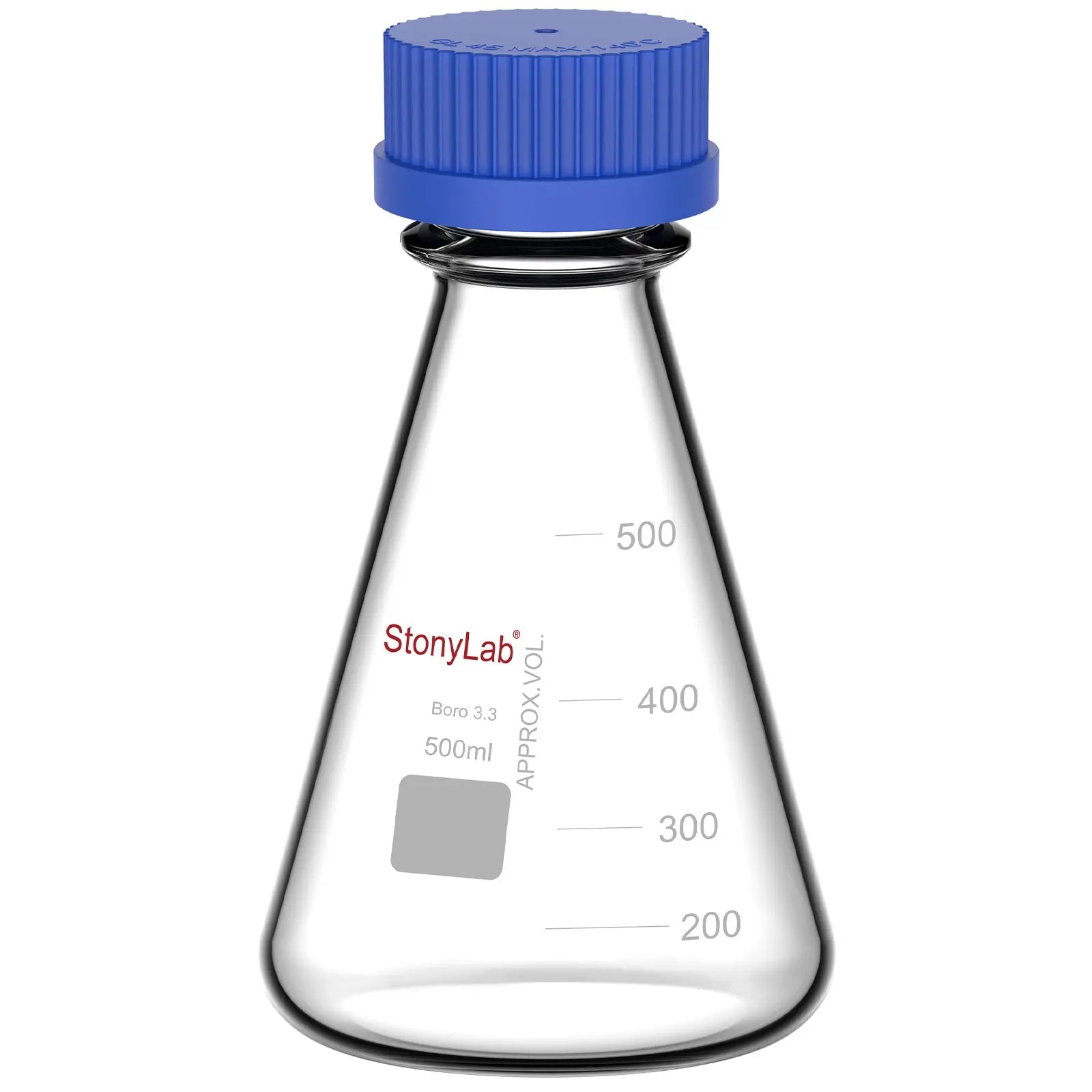 Erlenmeyer Flask with Blue Screw Cap, 100-1000 ml Flasks-Erlenmeyer