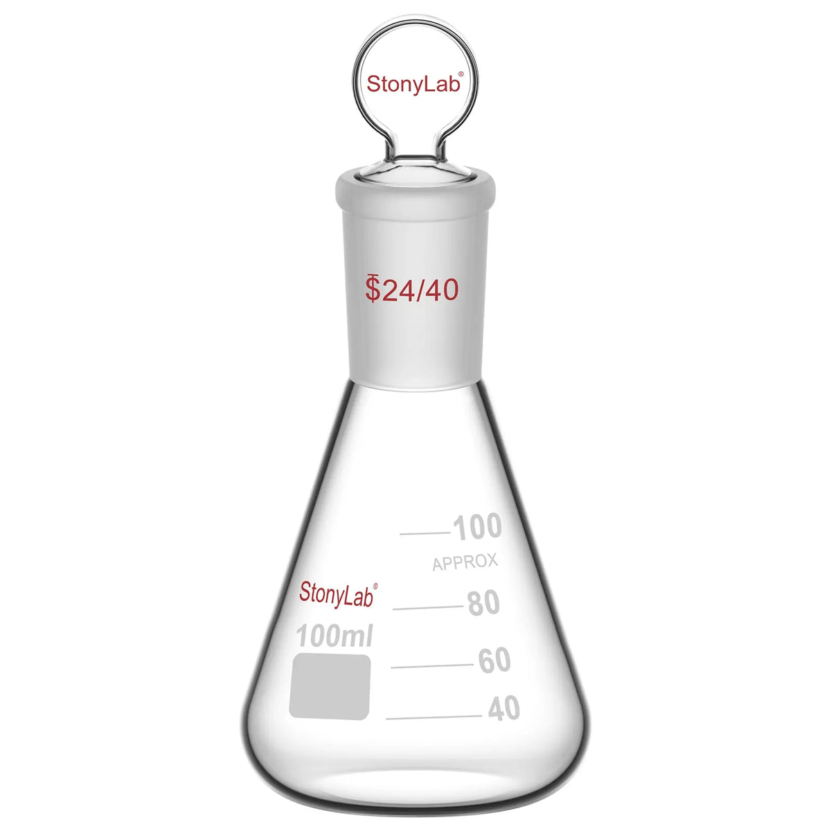 Comprehensive product view and setup components for StonyLab Erlenmeyer Flask with Glass Stopper