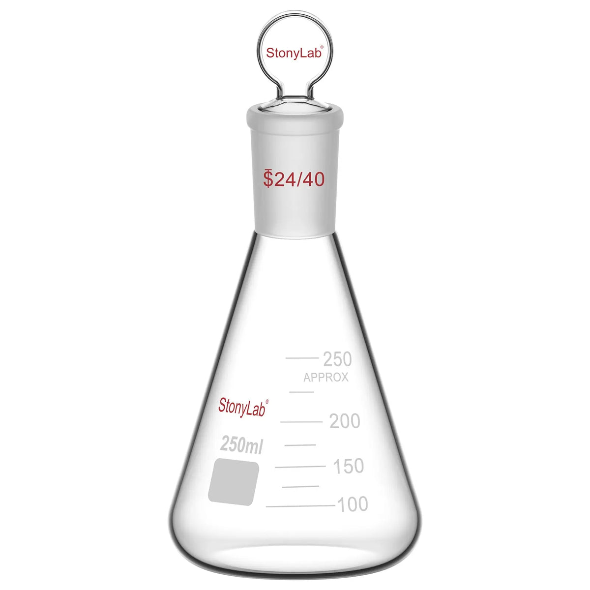 Comprehensive product view and setup components for StonyLab Erlenmeyer Flask with Glass Stopper