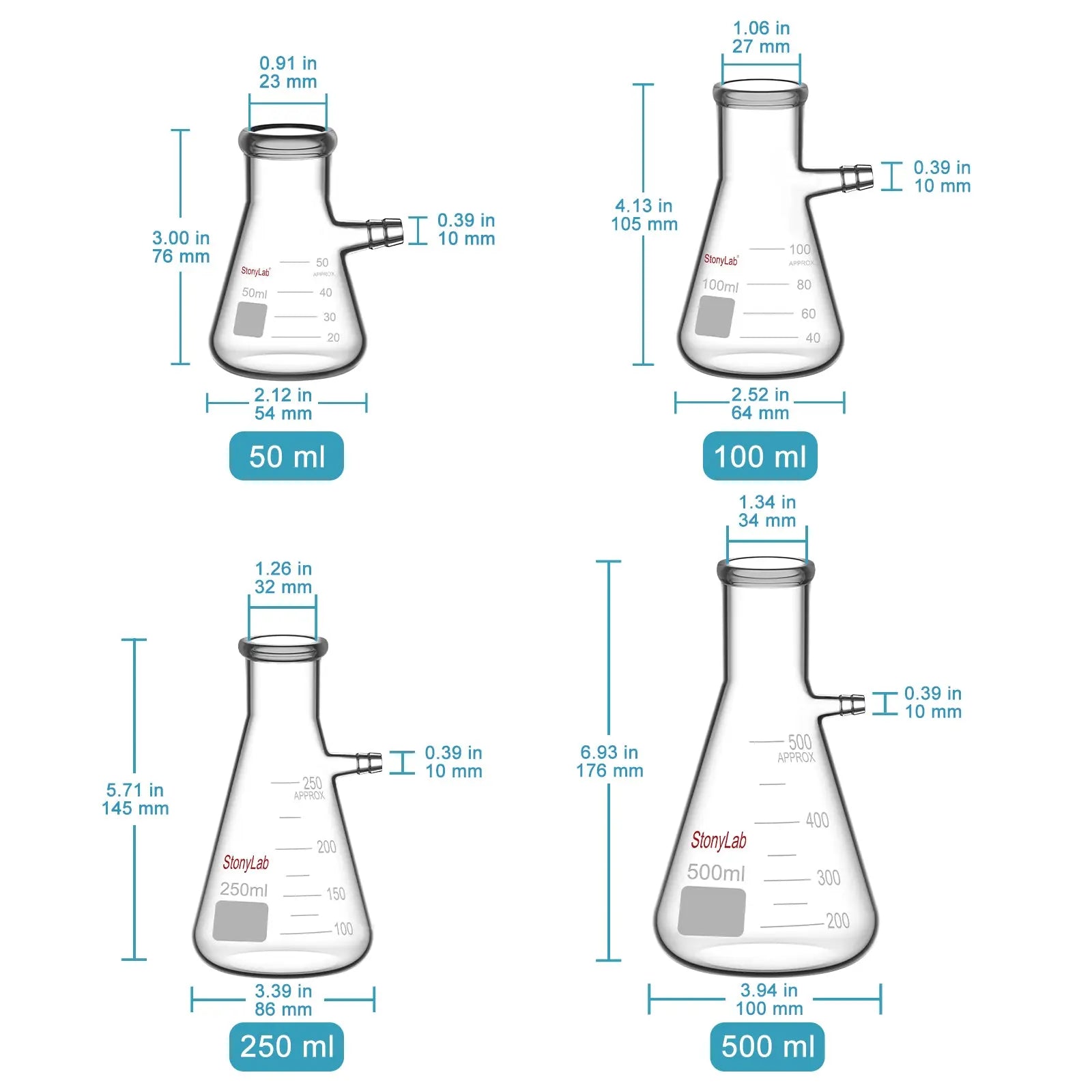 Close-up view showing the precise design and material of StonyLab Filtering Flask
