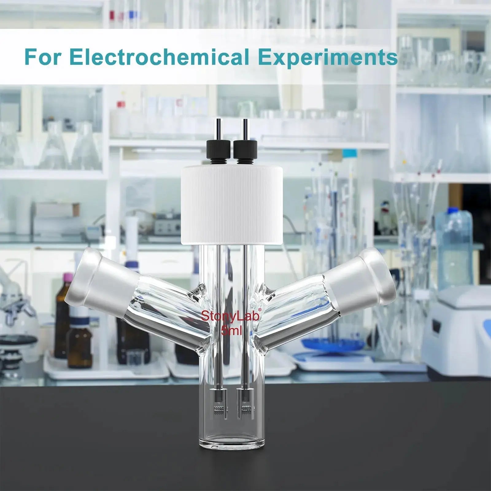 Comprehensive product view and setup components for StonyLab Flat-Bottom Sealed Tubular Electrolytic Cell with Dual 14