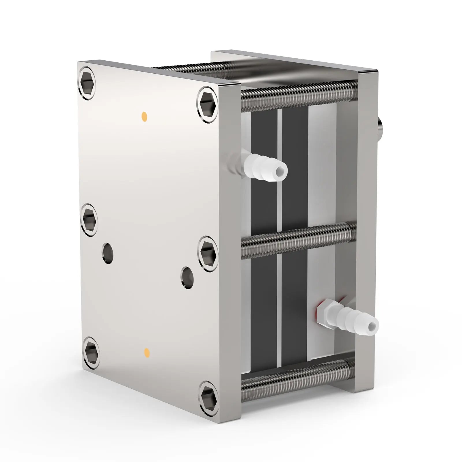 Close-up view showing the precise design and material of StonyLab Flow Electrochemical Cell