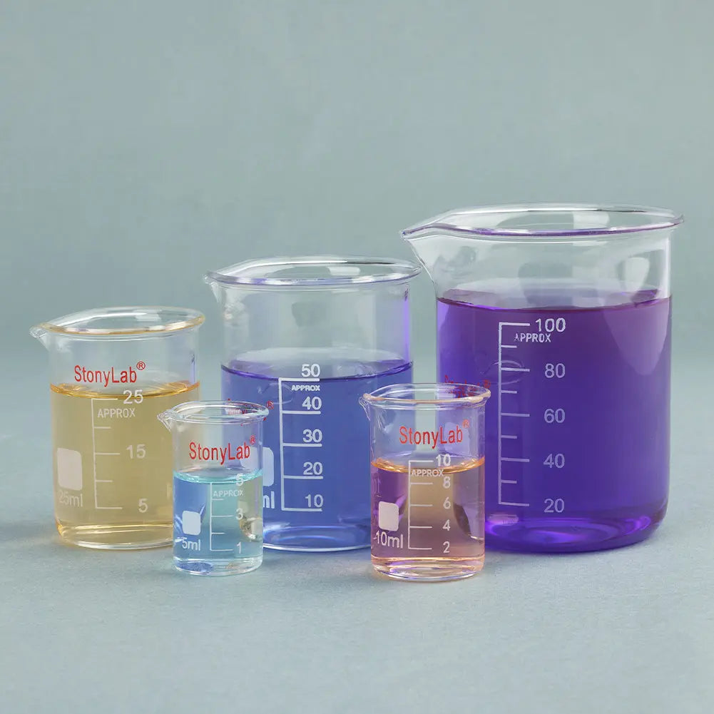 Comprehensive product view and setup components for StonyLab Mixed Size Glass Beaker Set