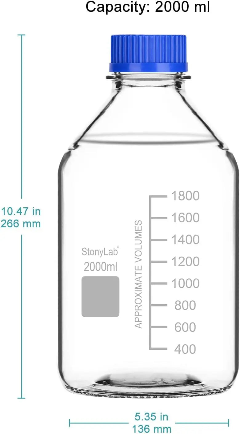 Glass Clear Round Lab Reagent Media Storage Bottles, 250-2000 ml Storage Bottles
