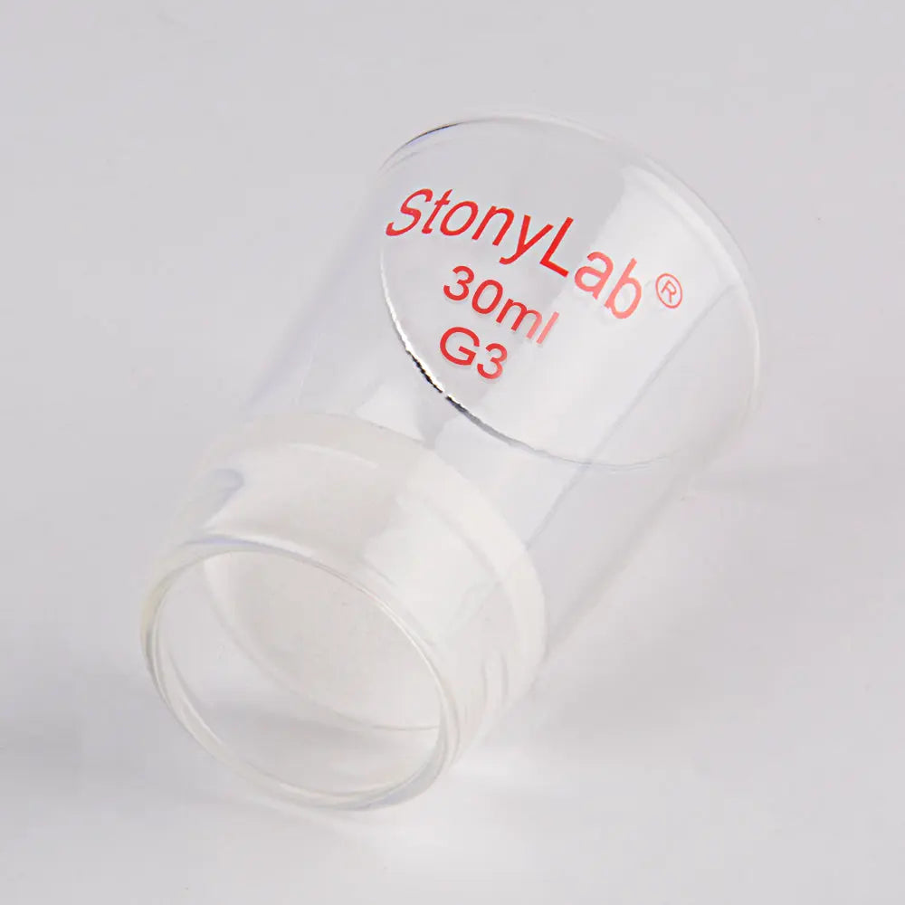 Laboratory glass Gooch filter crucible with integrated fritted disc for micro-scale filtration, clarification and particulate retention StonyLab