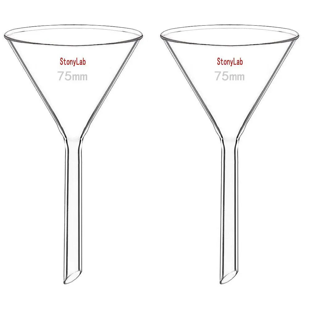 Glass Filtering Funnel, 2 Pack - StonyLab Funnels - Glass/Powder/Weighing/Equalizing 75-mm