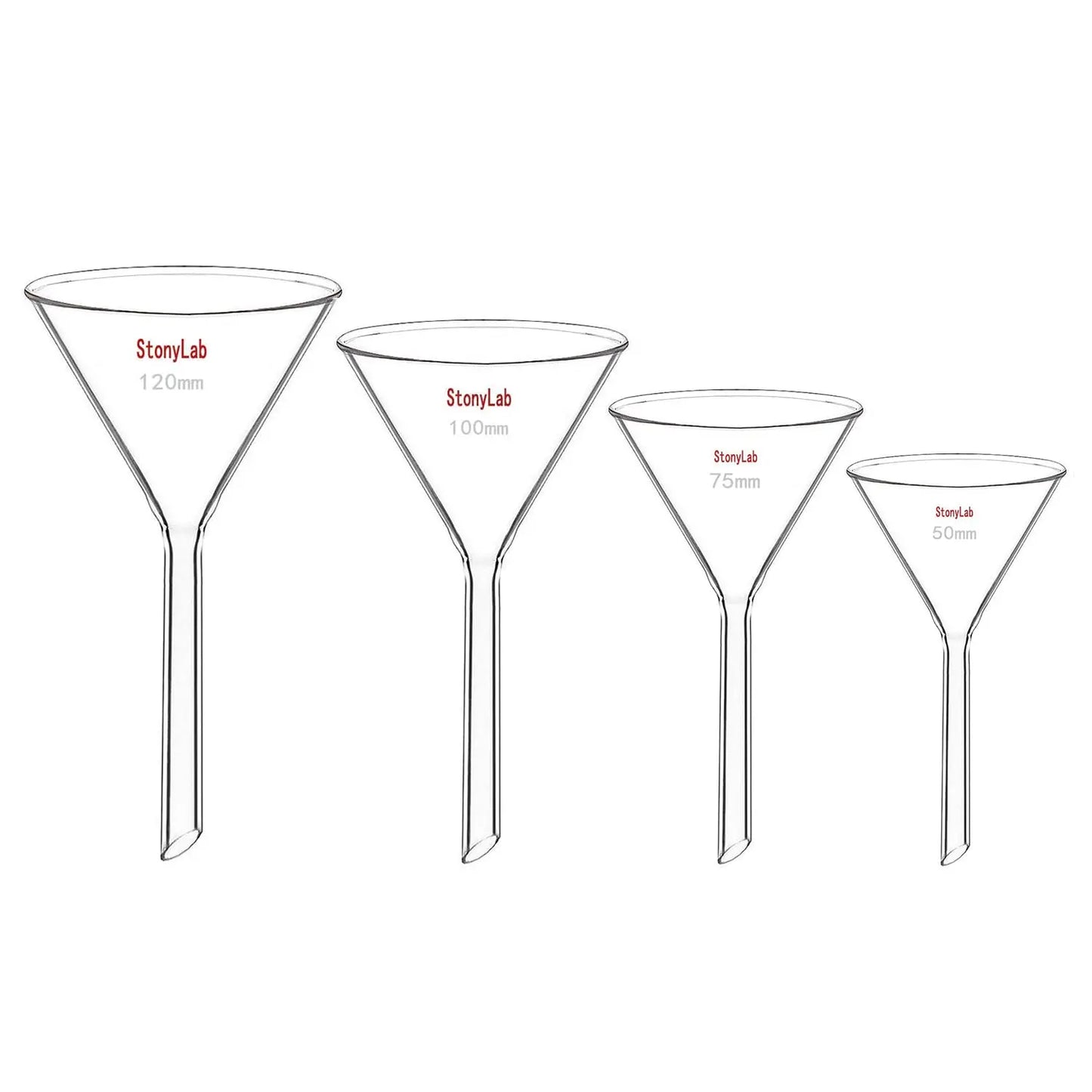 Glass Funnel Set, 4 Pcs - StonyLab Funnels - Glass/Powder/Weighing/Equalizing 4-Pack