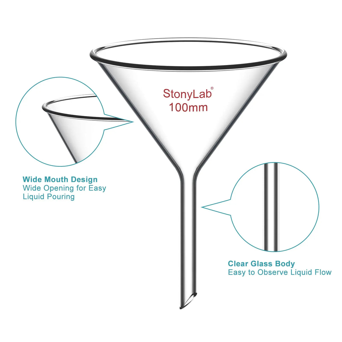Glass Funnel Set, 4pcs Mixed Sizes Pack Funnels-Filter Funnels