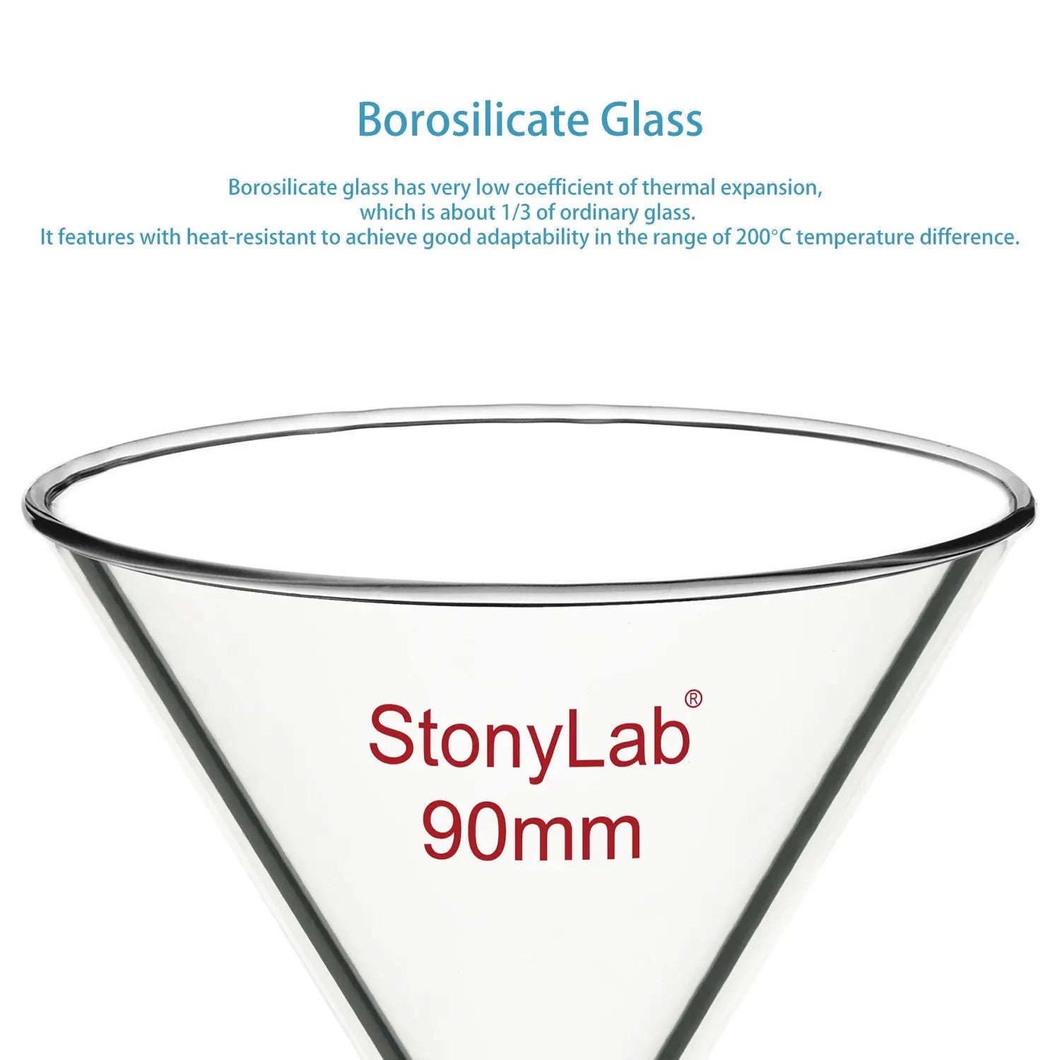 StonyLab Glass Funnel heavy duty chemical processing configuration