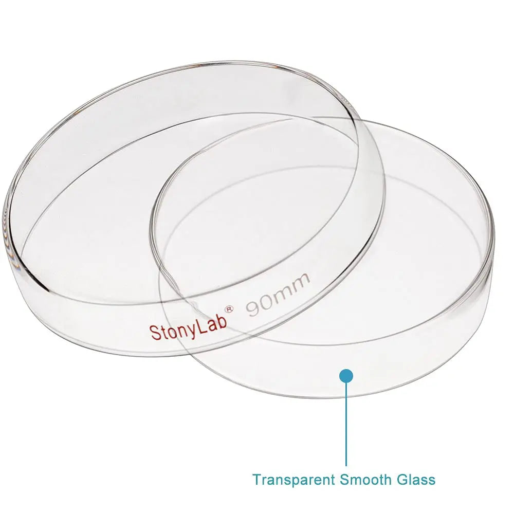 Alternative angle showing underlying build quality of StonyLab Glass Petri Dishes with Clear Lid