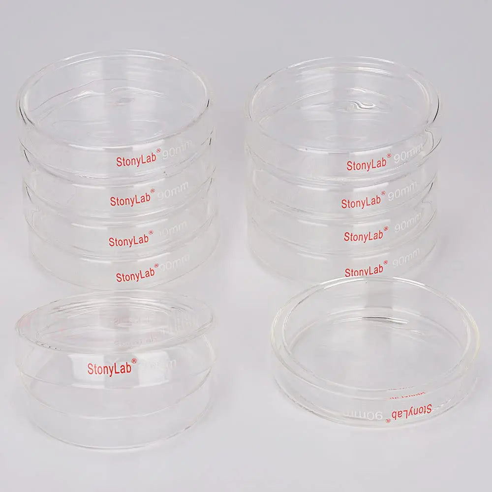 Comprehensive product view and setup components for StonyLab Glass Petri Dishes with Clear Lid