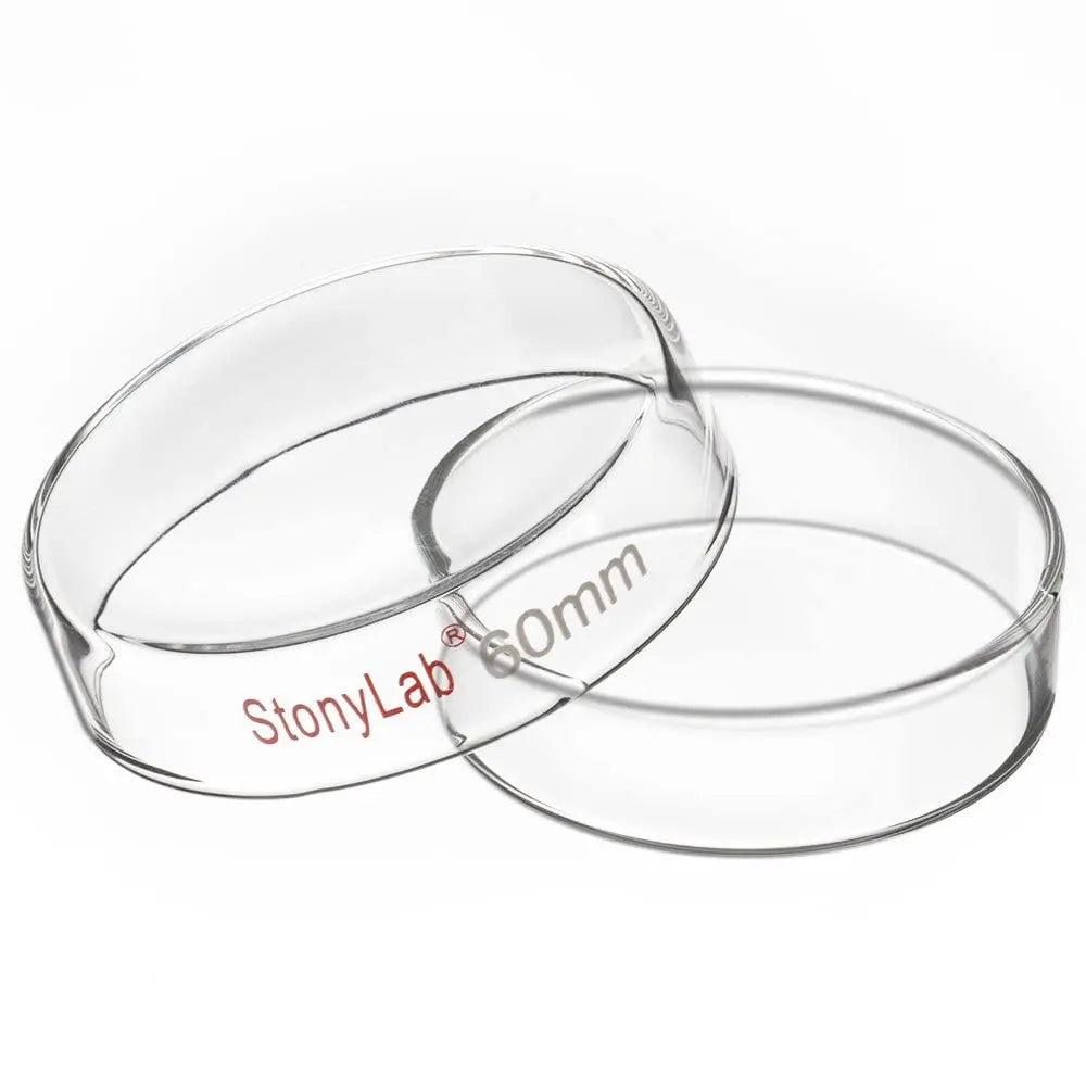 Comprehensive product view and setup components for StonyLab Glass Petri Dishes with Clear Lid