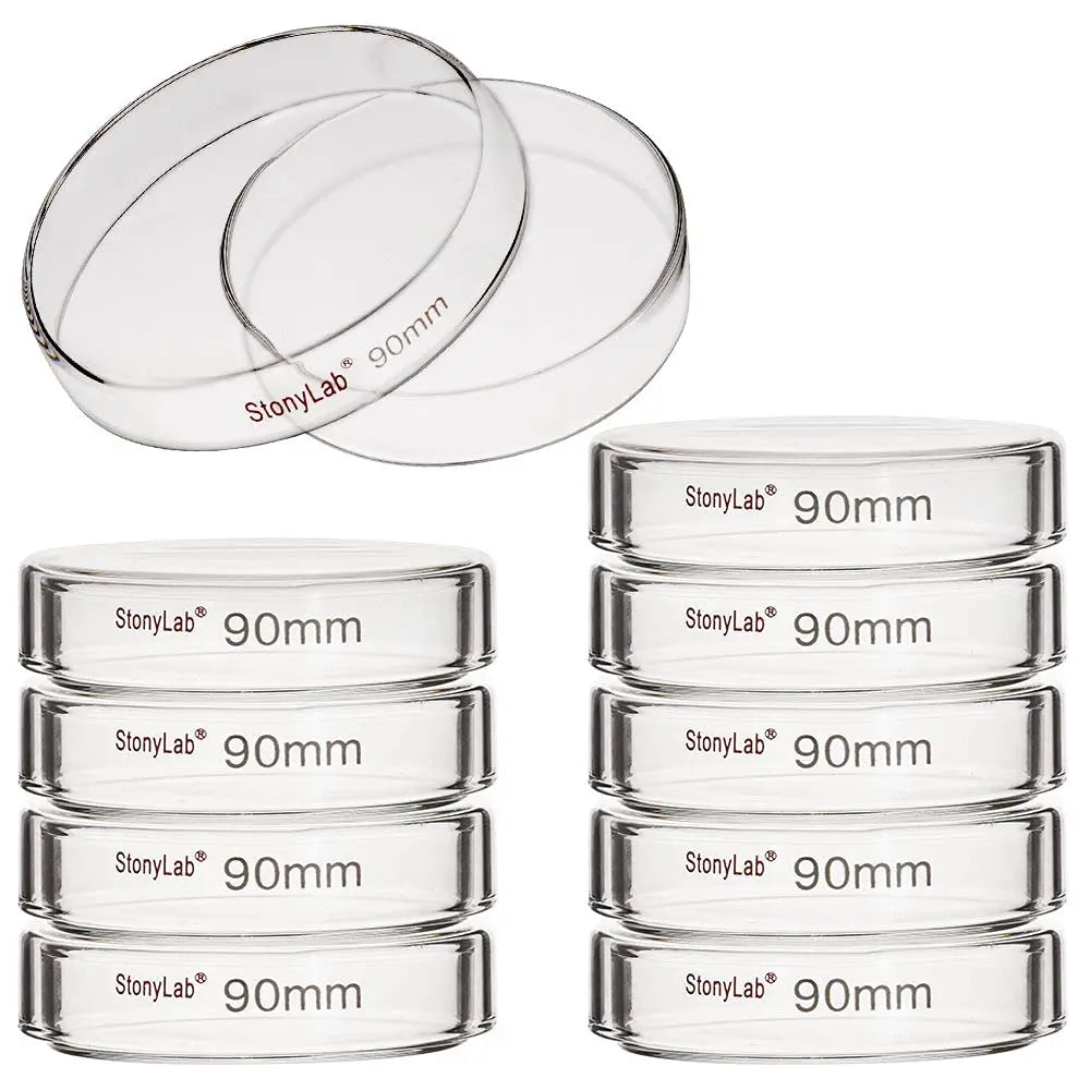Comprehensive product view and setup components for StonyLab Glass Petri Dishes with Clear Lid