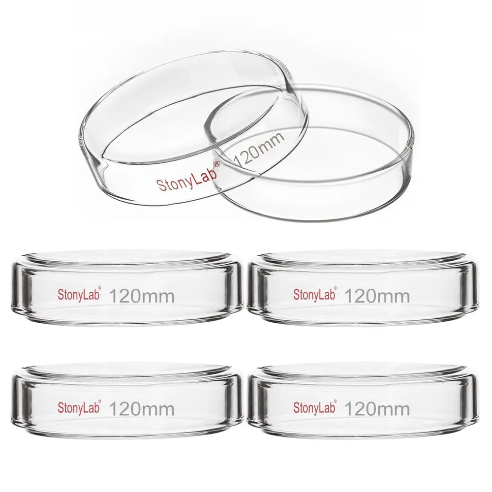 Comprehensive product view and setup components for StonyLab Glass Petri Dishes with Clear Lid