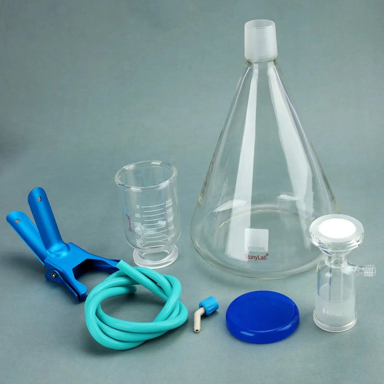 Comprehensive product view and setup components for StonyLab Glass Vacuum Filtration Assembly Filter Kit