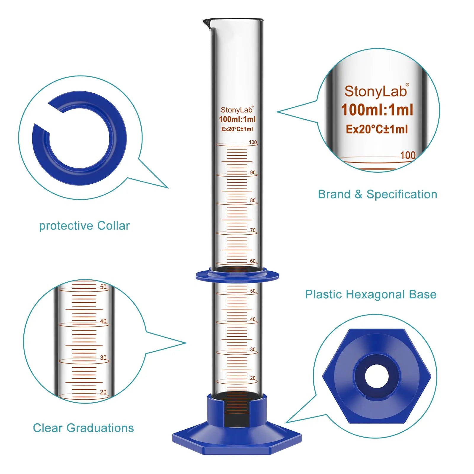 StonyLab Graduated Cylinder with Bath heavy duty chemical processing configuration