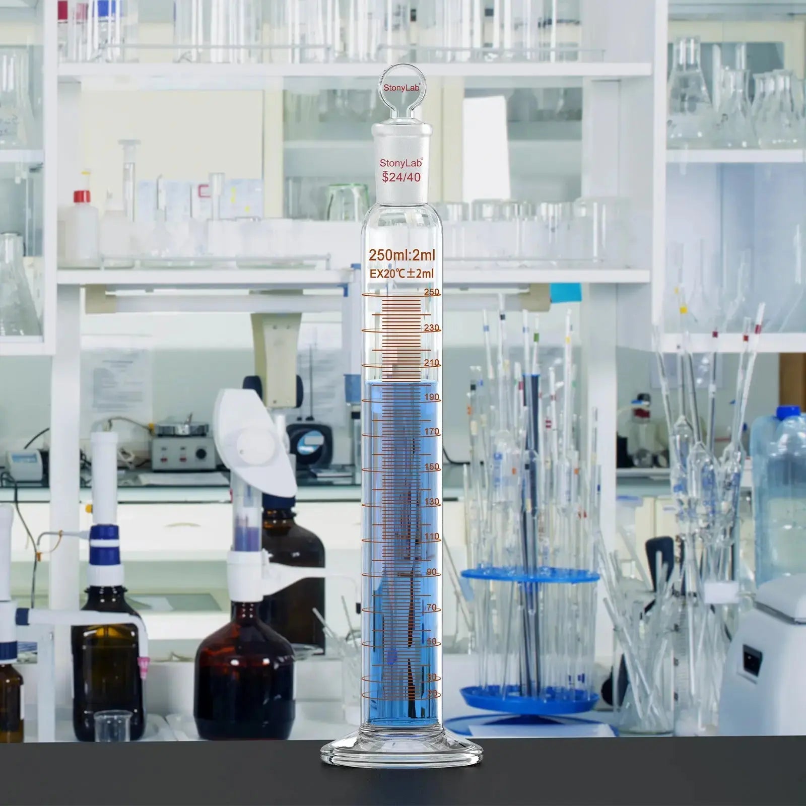 Detailed structural assembly component for StonyLab Graduated Cylinder with Glass Stopper