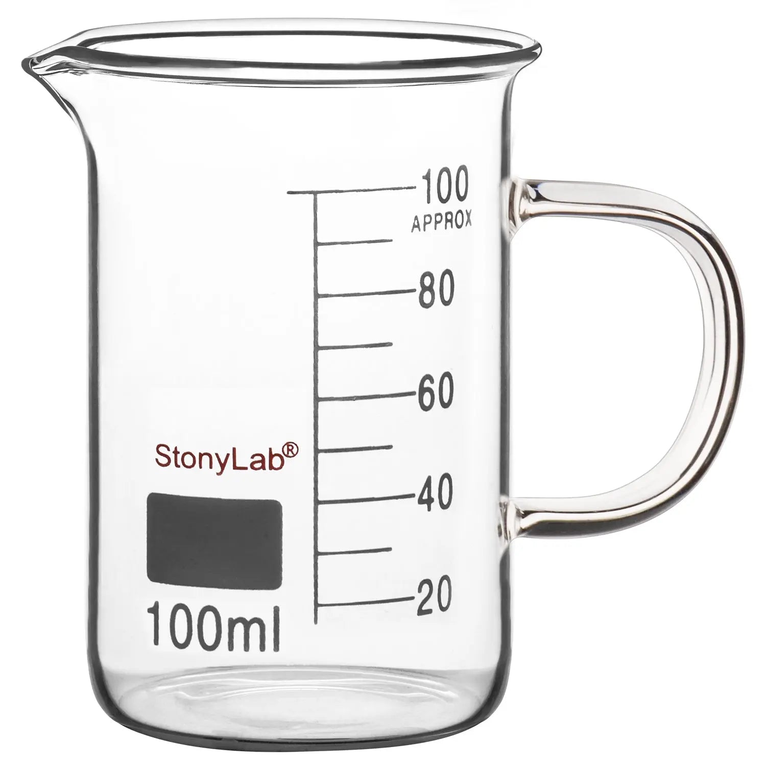 Comprehensive product view and setup components for StonyLab Graduated Glass Beaker with Handle