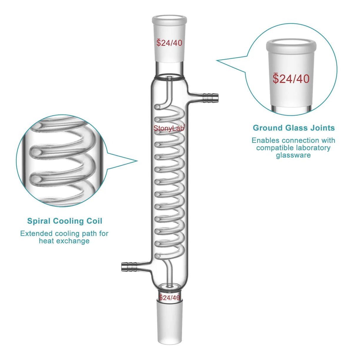 Graham Condenser, 200-500 mm Length, 14/20, 19/22, 24/40 Joint Sizes Condensers-Graham Condensers