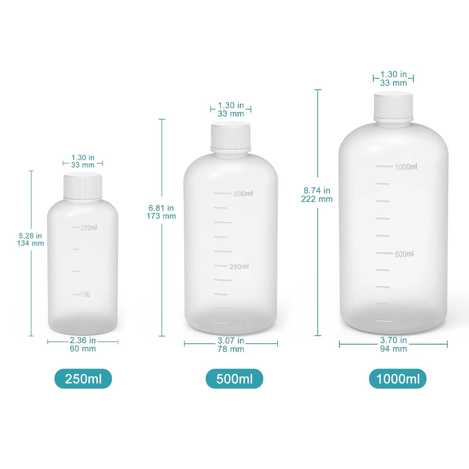 Close-up view showing the precise design and material of StonyLab HDPE Narrow Mouth Reagent Bottle