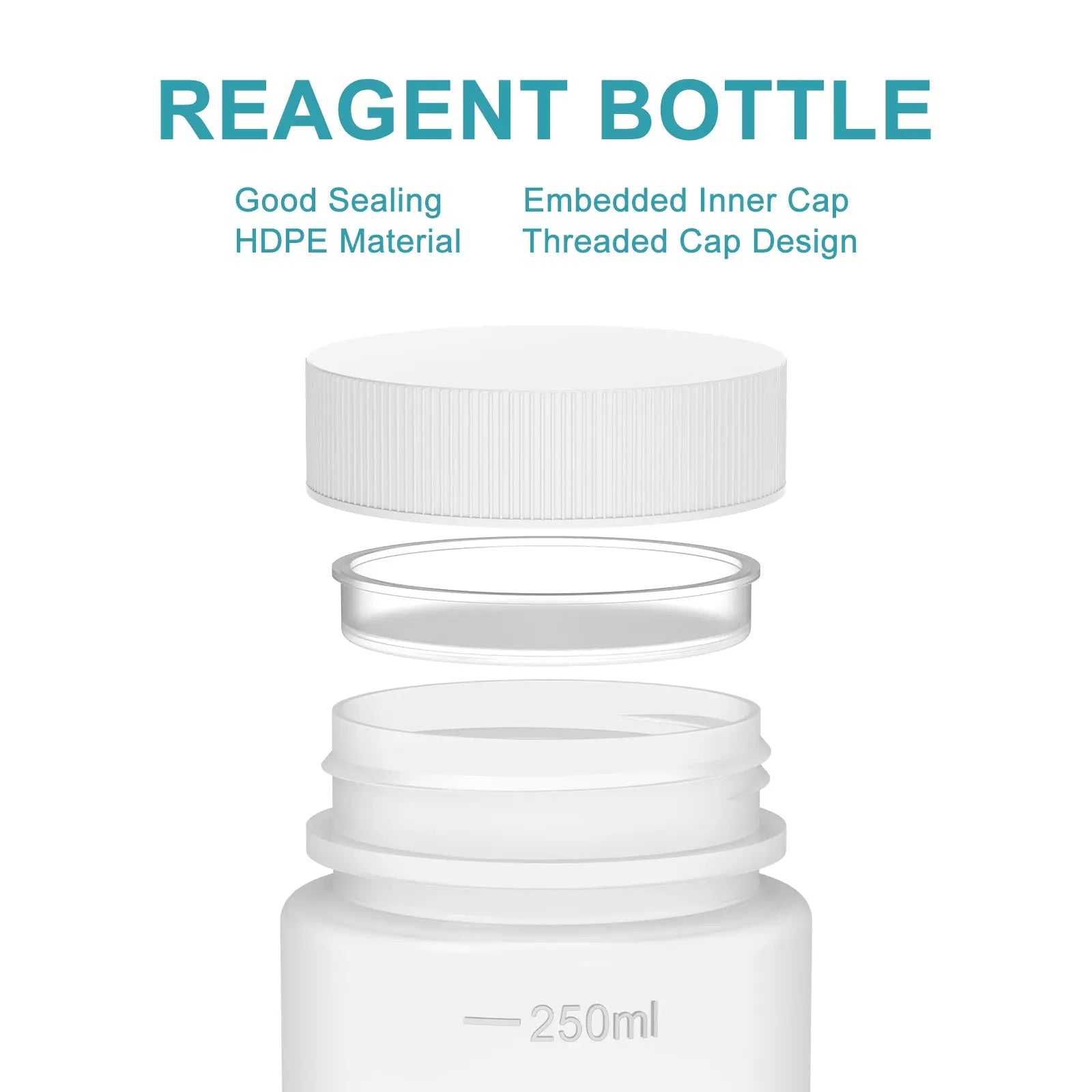 Side view and dimensional layout of the durable StonyLab HDPE Wide Mouth Reagent Bottle
