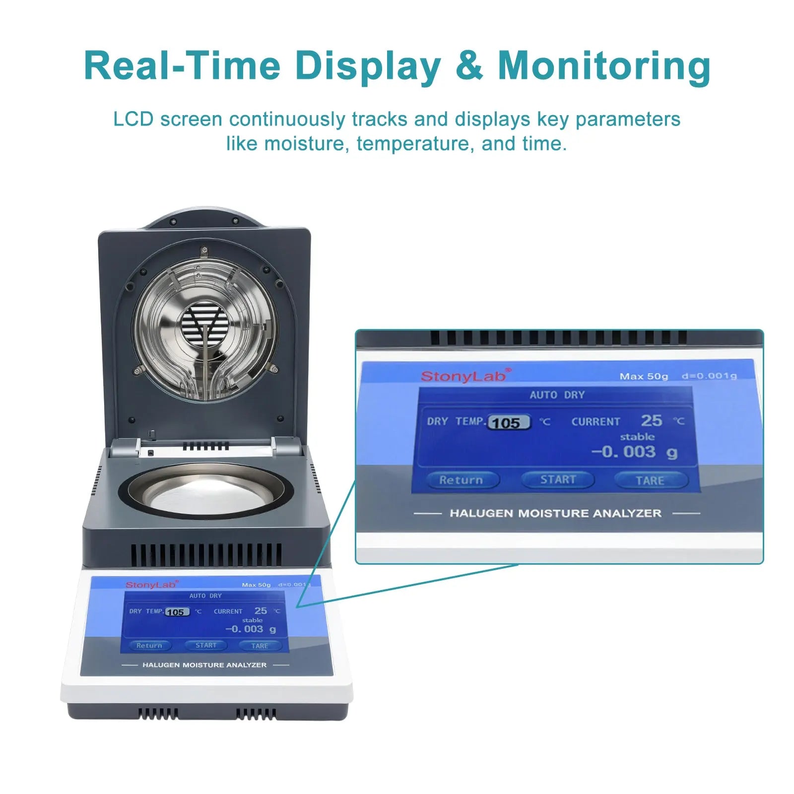 Alternative angle showing underlying build quality of StonyLab Halogen Moisture Analyzer