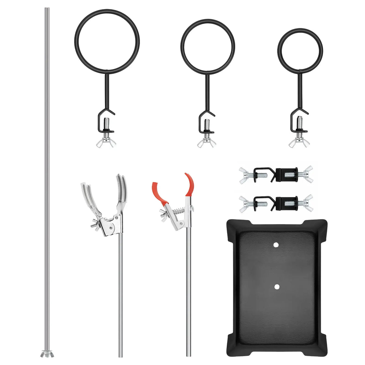 Lab stand set 9-piece universal retort stand kit with base support rod rings and clamps for laboratory glassware StonyLab