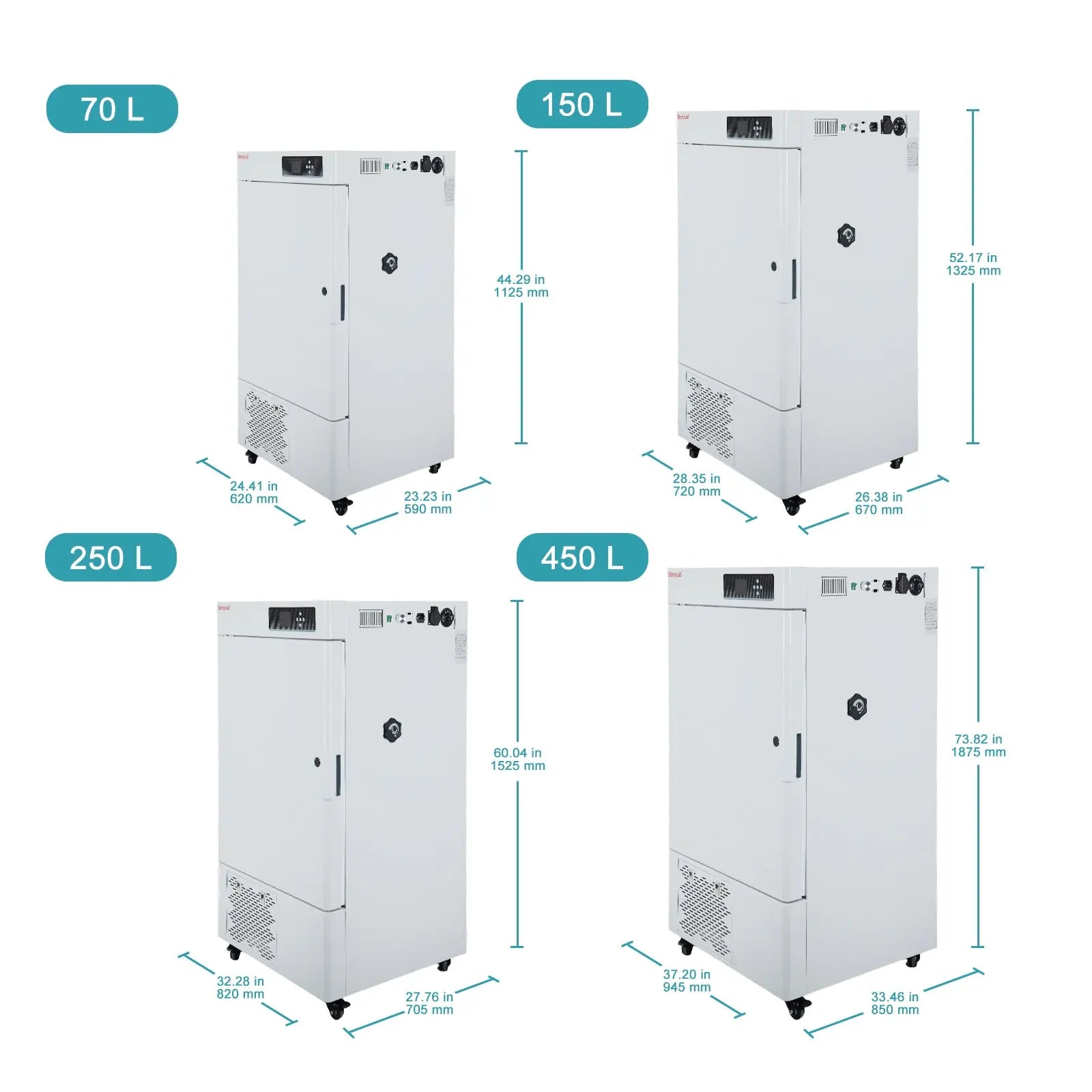 Laboratory Refrigerated Incubator, Digital Temperature Control, 0-60°C Temperature Range, 70-450 L Capacity Refrigerated Incubator