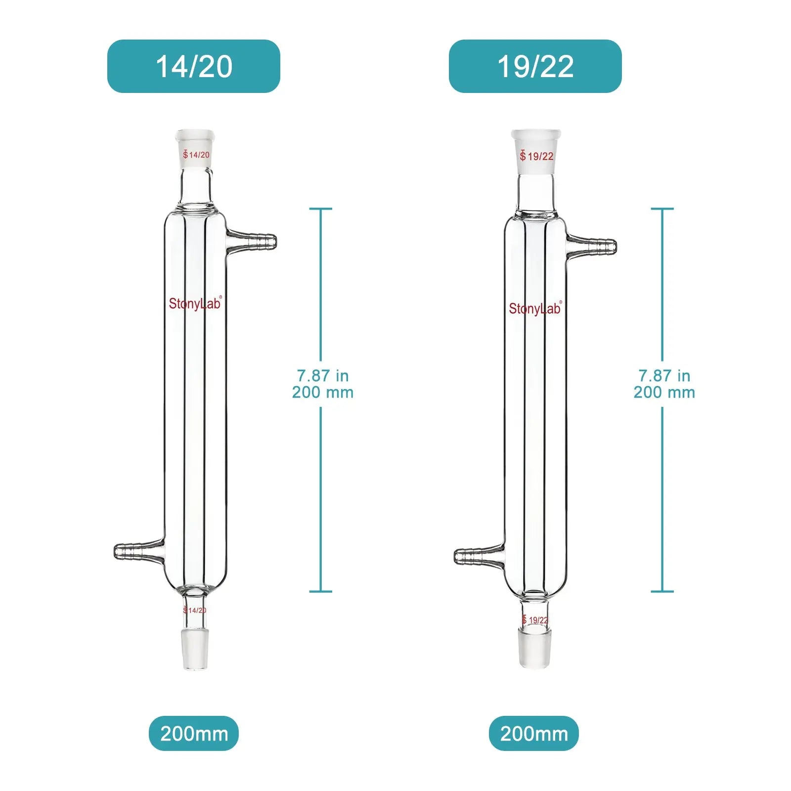 Side view and dimensional layout of the durable StonyLab Liebig Condenser