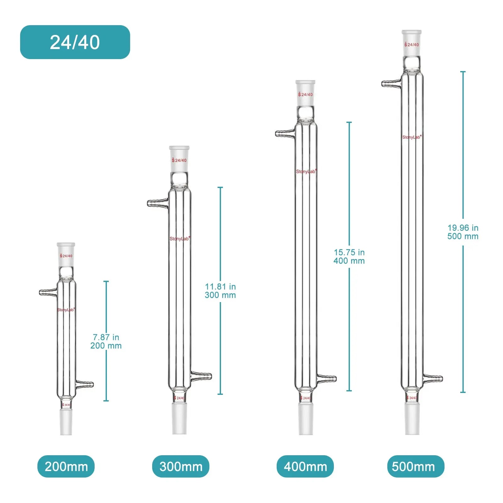 Close-up view showing the precise design and material of StonyLab Liebig Condenser