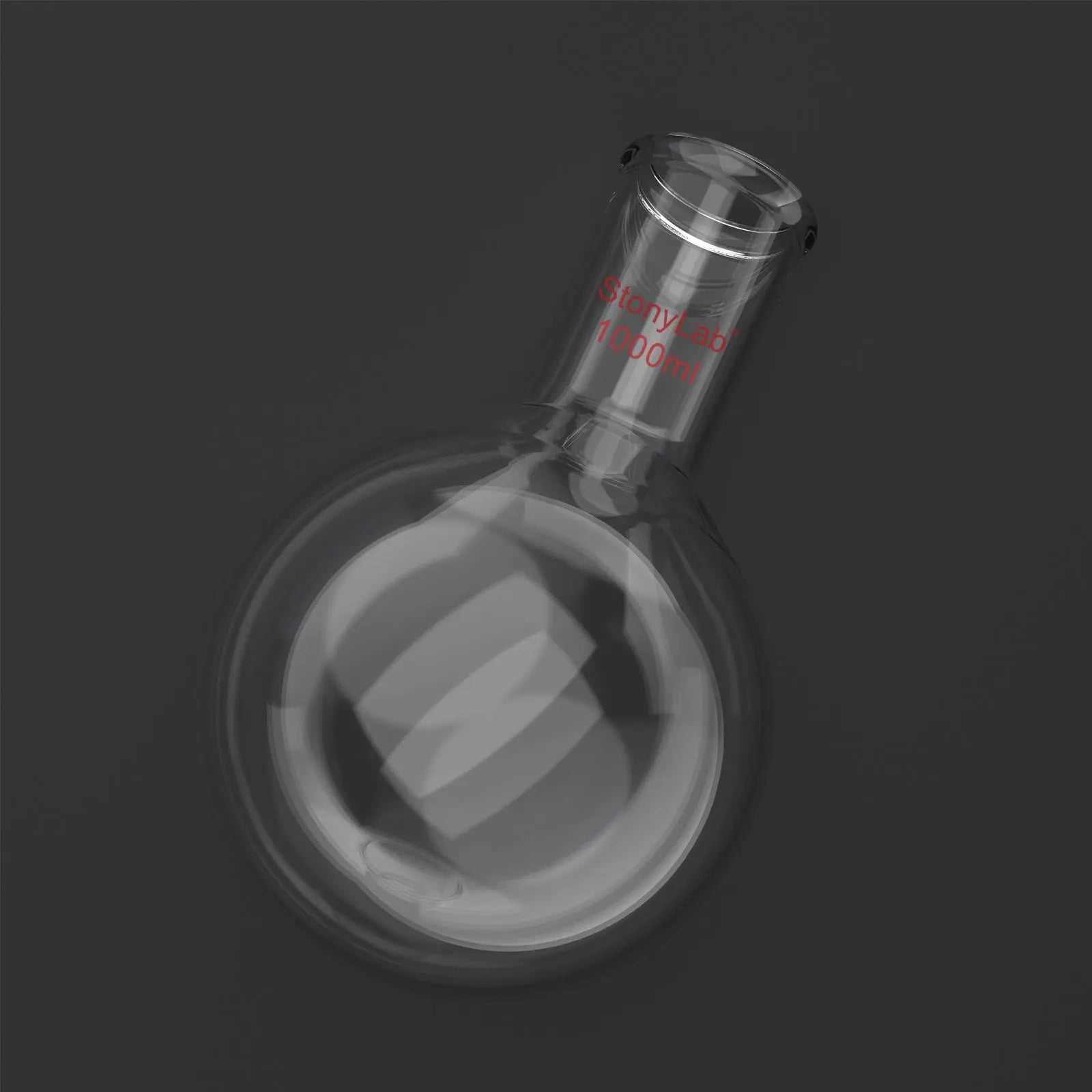 Alternative angle showing underlying build quality of StonyLab Long Neck Round Bottom Flask