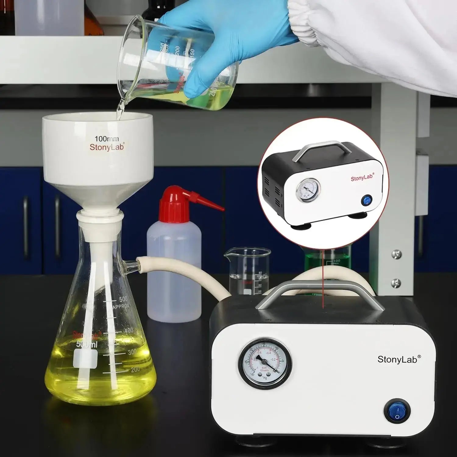 Comprehensive product view and setup components for StonyLab Oil-Free Diaphragm Vacuum Pump