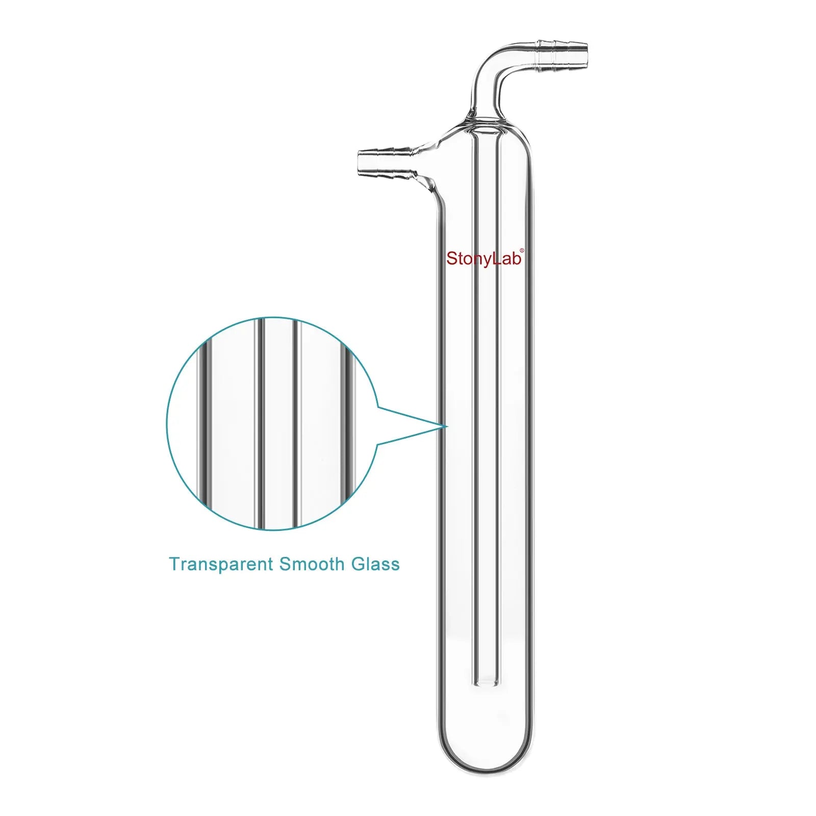 Side view and dimensional layout of the durable StonyLab Integrated Vacuum Cold Trap Bubblers