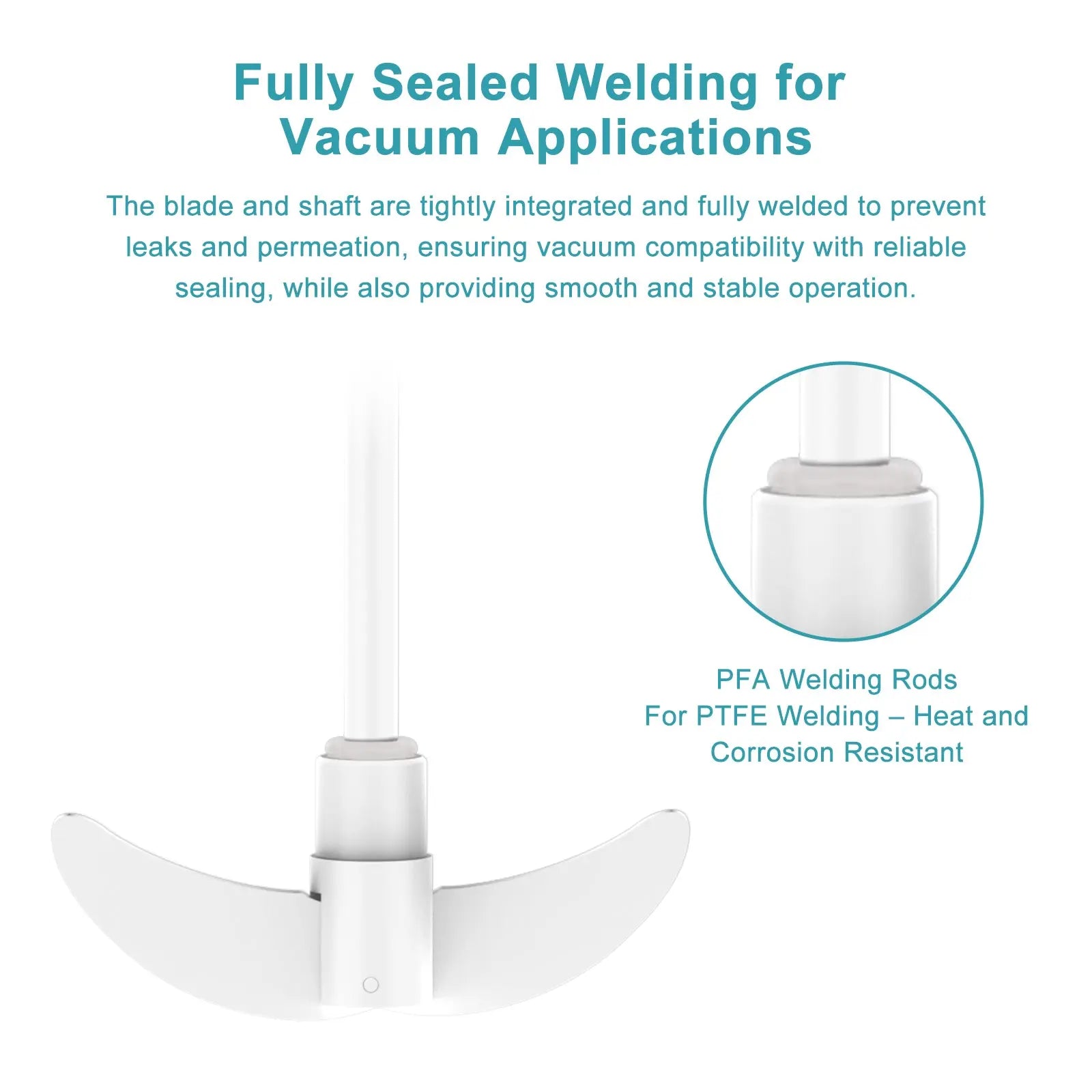 StonyLab PTFE Stirring Shaft with Foldable Paddle heavy duty chemical processing configuration