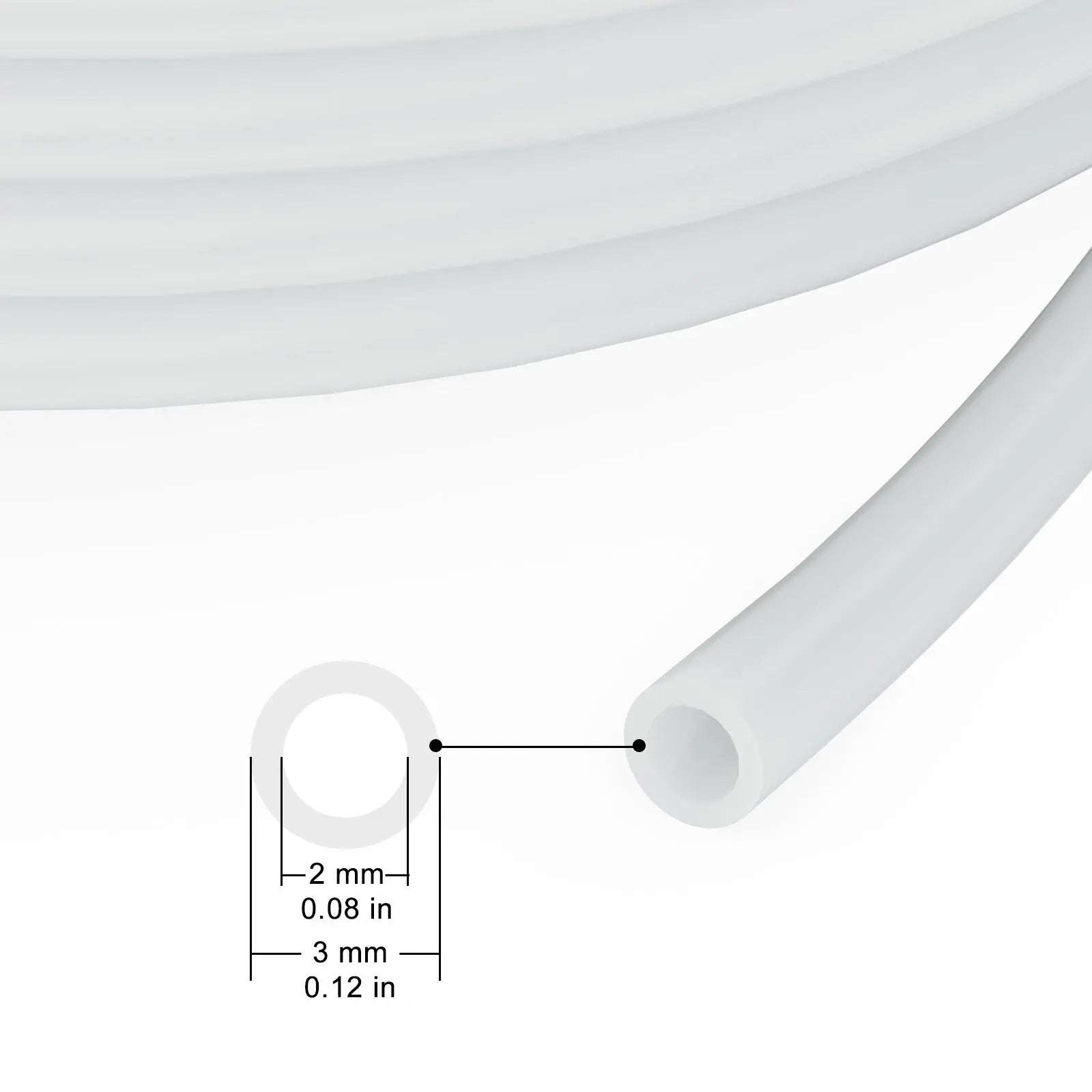 PTFE Tubing, OD 1/8'' (3mm), ID 5/64'' (2mm) Tubings