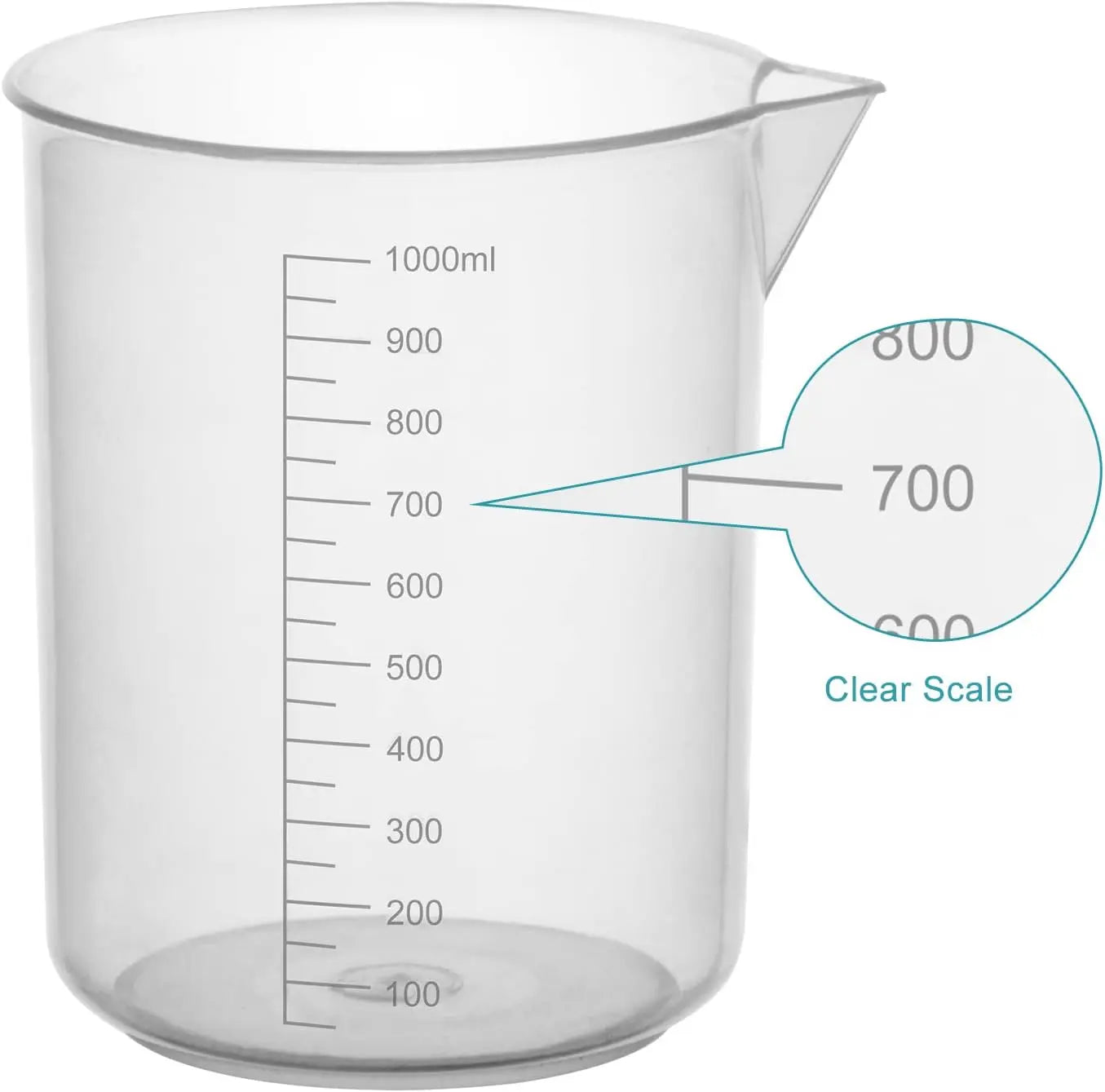 Side view and dimensional layout of the durable StonyLab Plastic Graduated Beaker Set