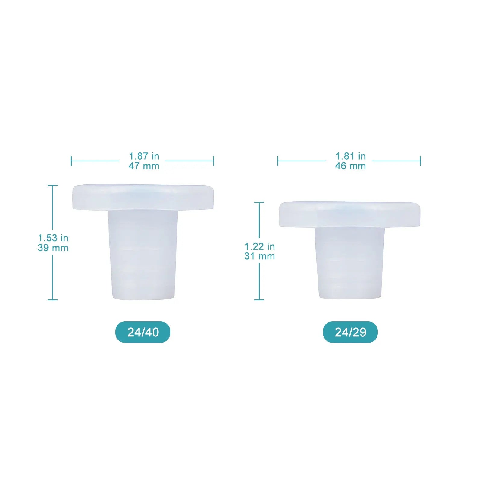 Close-up view showing the precise design and material of StonyLab Plastic Stoppers