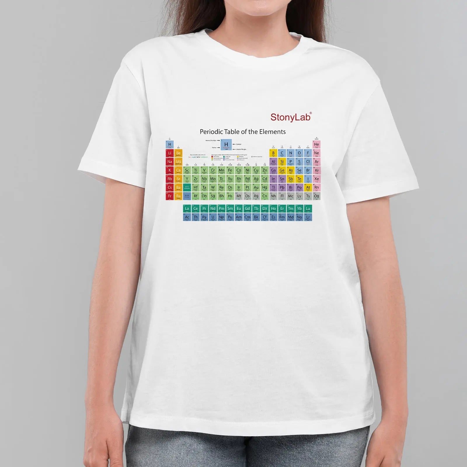 Comprehensive product view and setup components for StonyLab Pure Cotton T-Shirt with Periodic Table Graphic