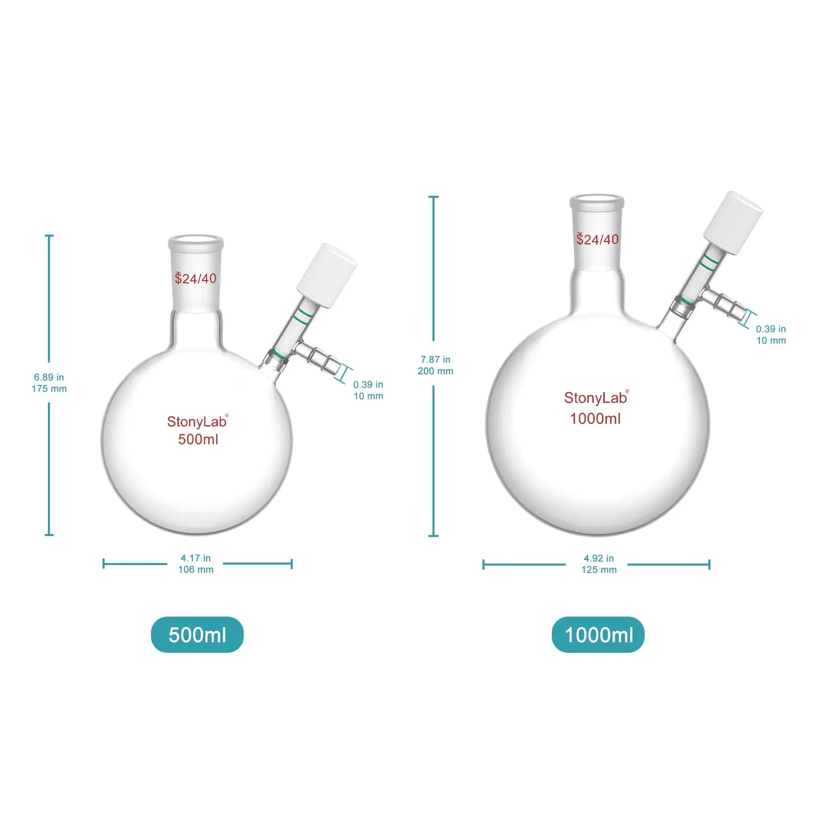 Close-up view showing the precise design and material of StonyLab Schlenk Flask