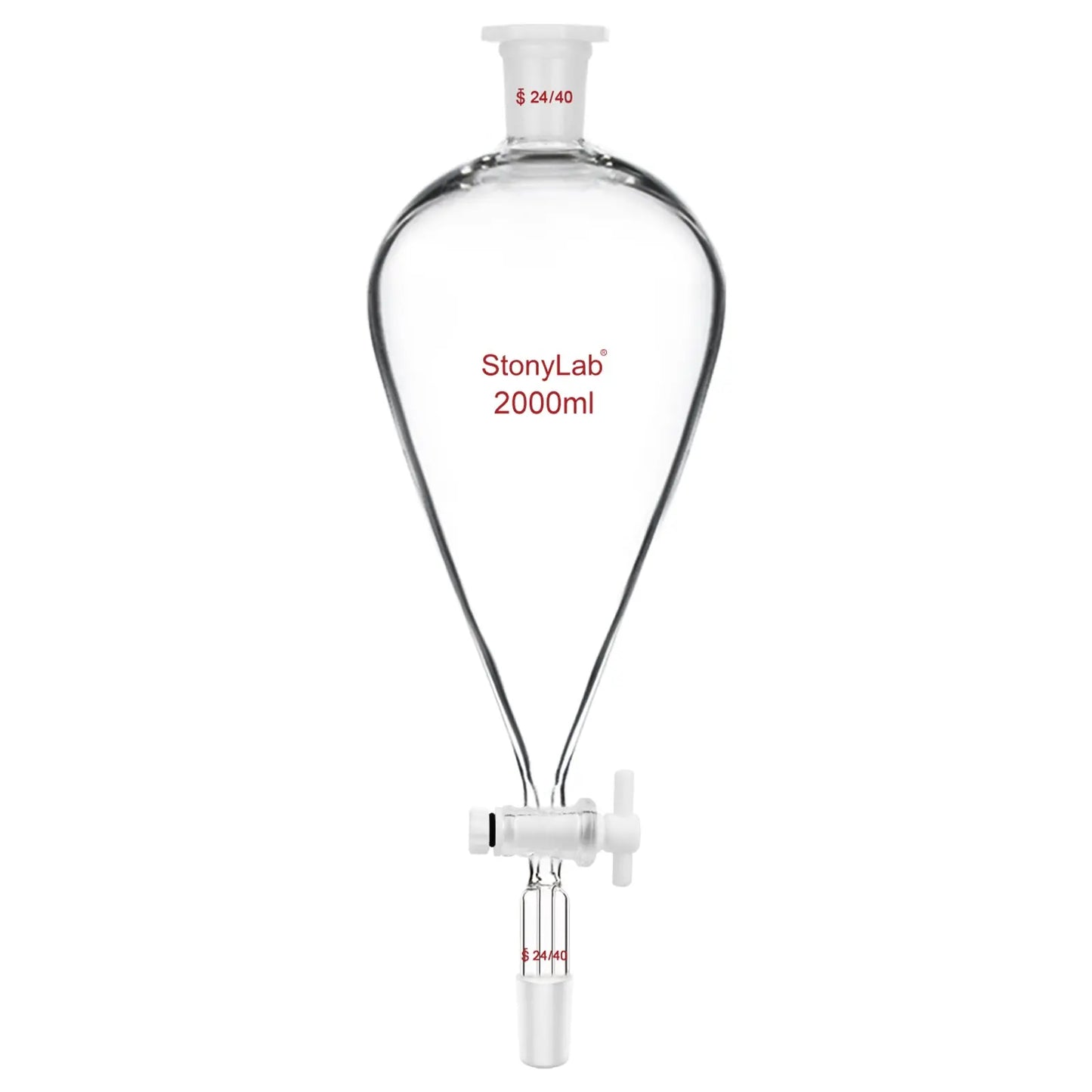 Separatory Funnel with PTFE Stopcock, 24/40 Joints, 60-1000 ml Funnels-Separatory 2000-ml
