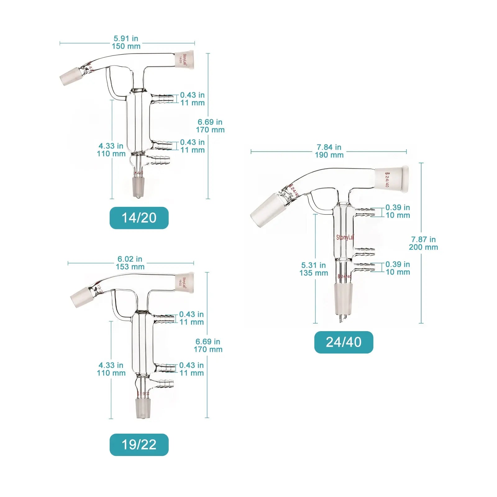 Close-up view showing the precise design and material of StonyLab Short Path Distilling Adapter