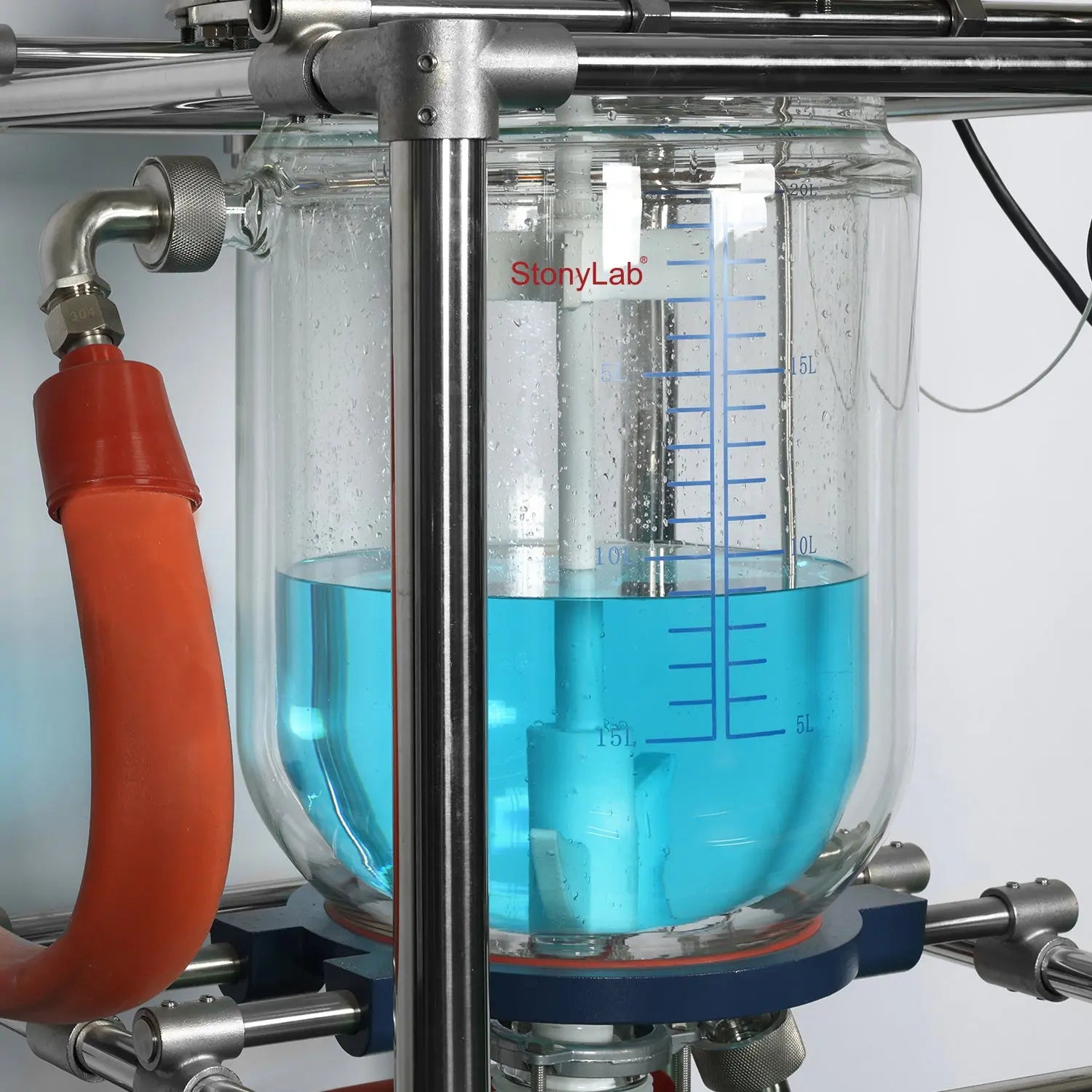 Alternative angle showing underlying build quality of StonyLab 20L Jacketed Glass Reactor System for Process Development and Pilot Research