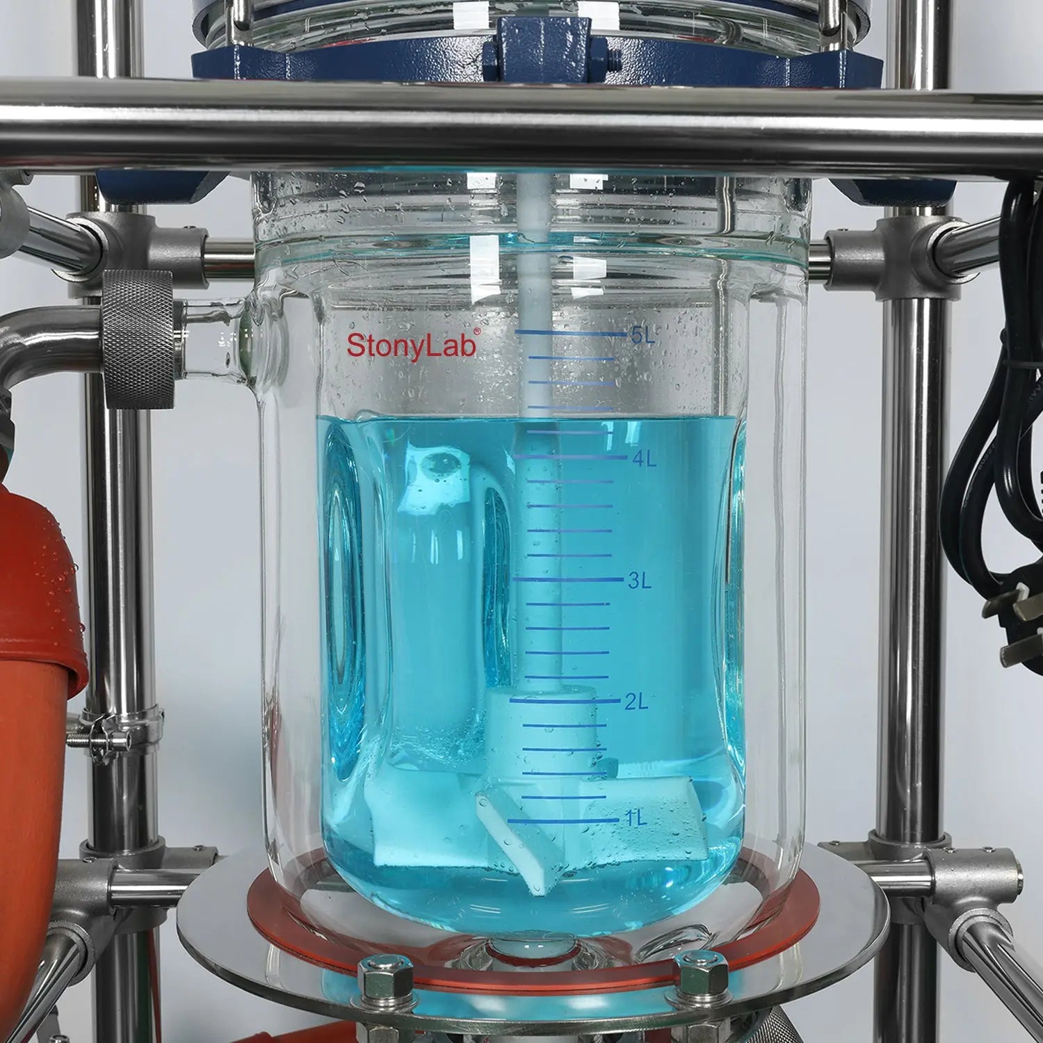 Detailed structural assembly component for StonyLab 5L Jacketed Glass Reactor System for Laboratory Research and Chemical Synthesis