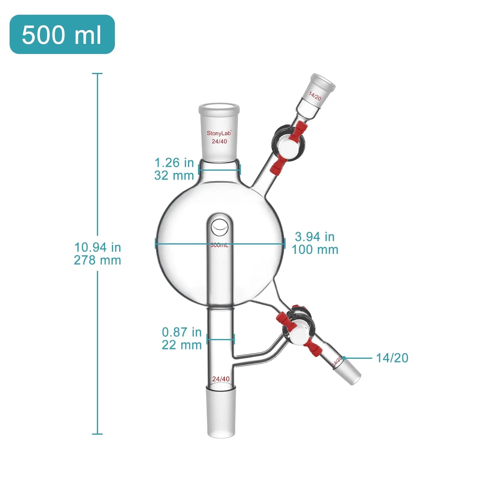 Close-up view showing the precise design and material of StonyLab Solvent Still Head 500?ml