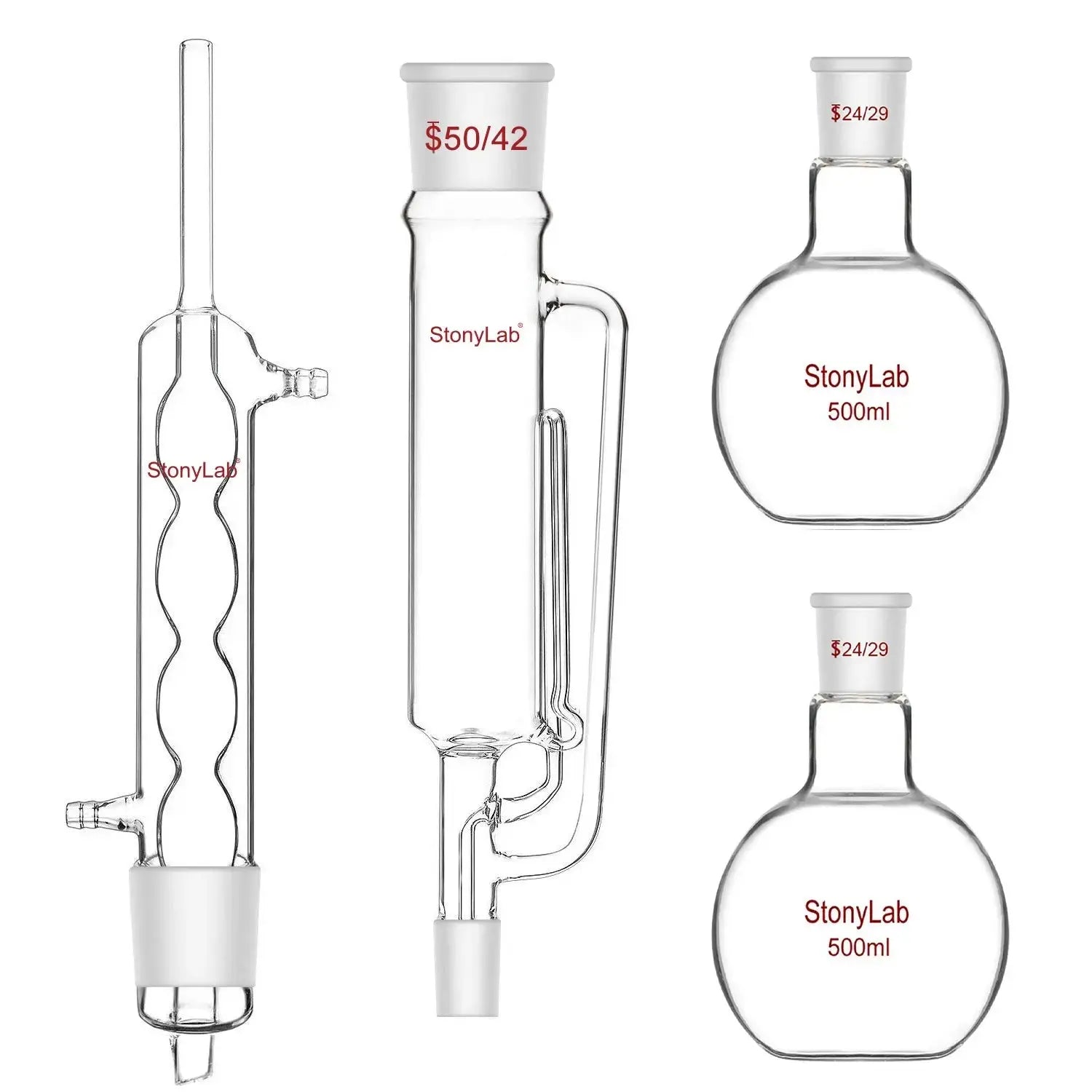 Comprehensive product view and setup components for StonyLab Soxhlet Extractor Set