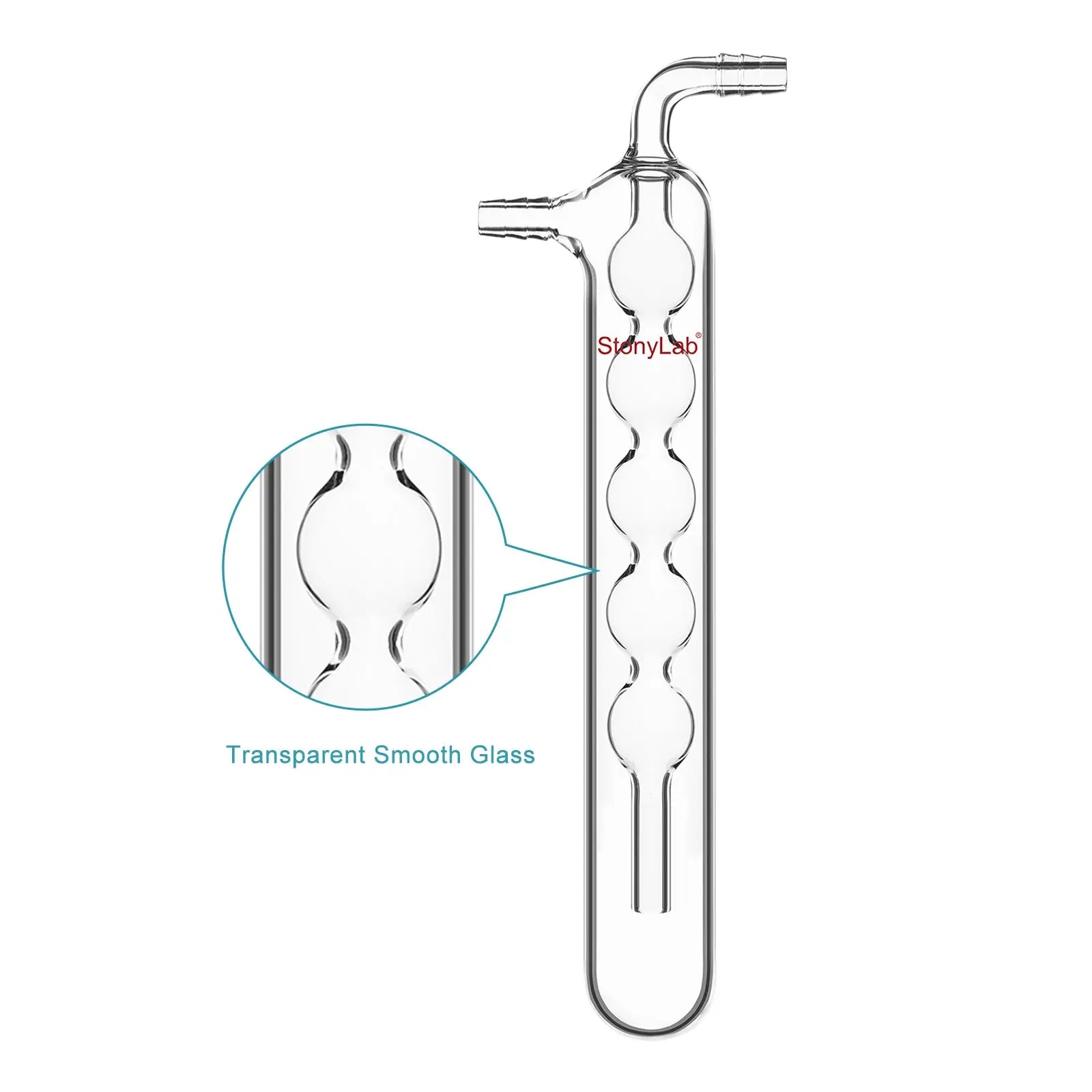 Side view and dimensional layout of the durable StonyLab Spherical Vacuum Cold Trap Bubbler