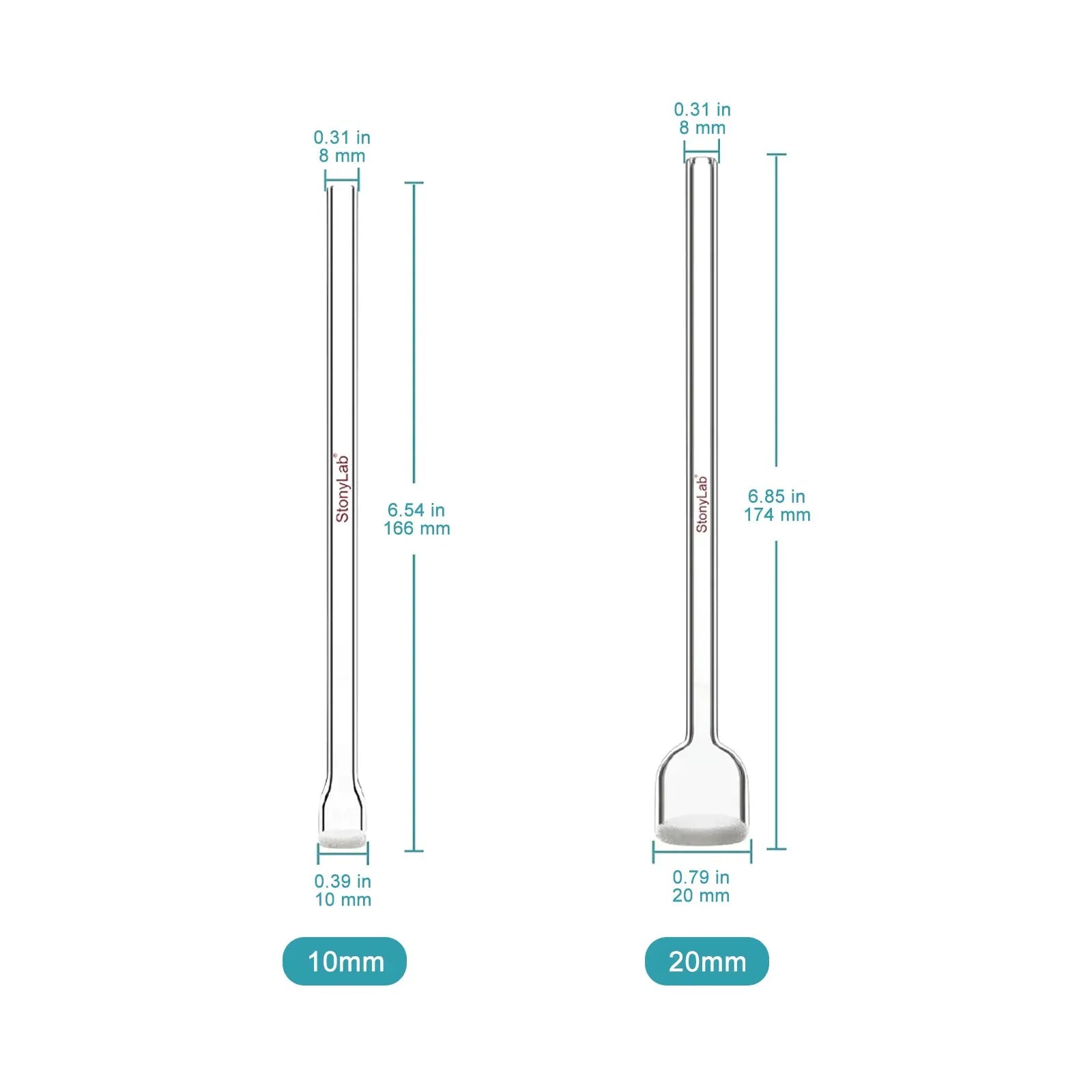 Close-up view showing the precise design and material of StonyLab Straight Gas Dispersion Tube