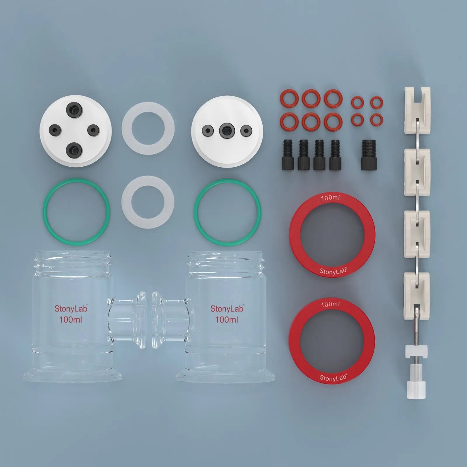 Divided H-cell electrochemical reactor 100 ml dual chamber electrolytic cell for water electrolysis electrosynthesis and three electrode system experiments StonyLab