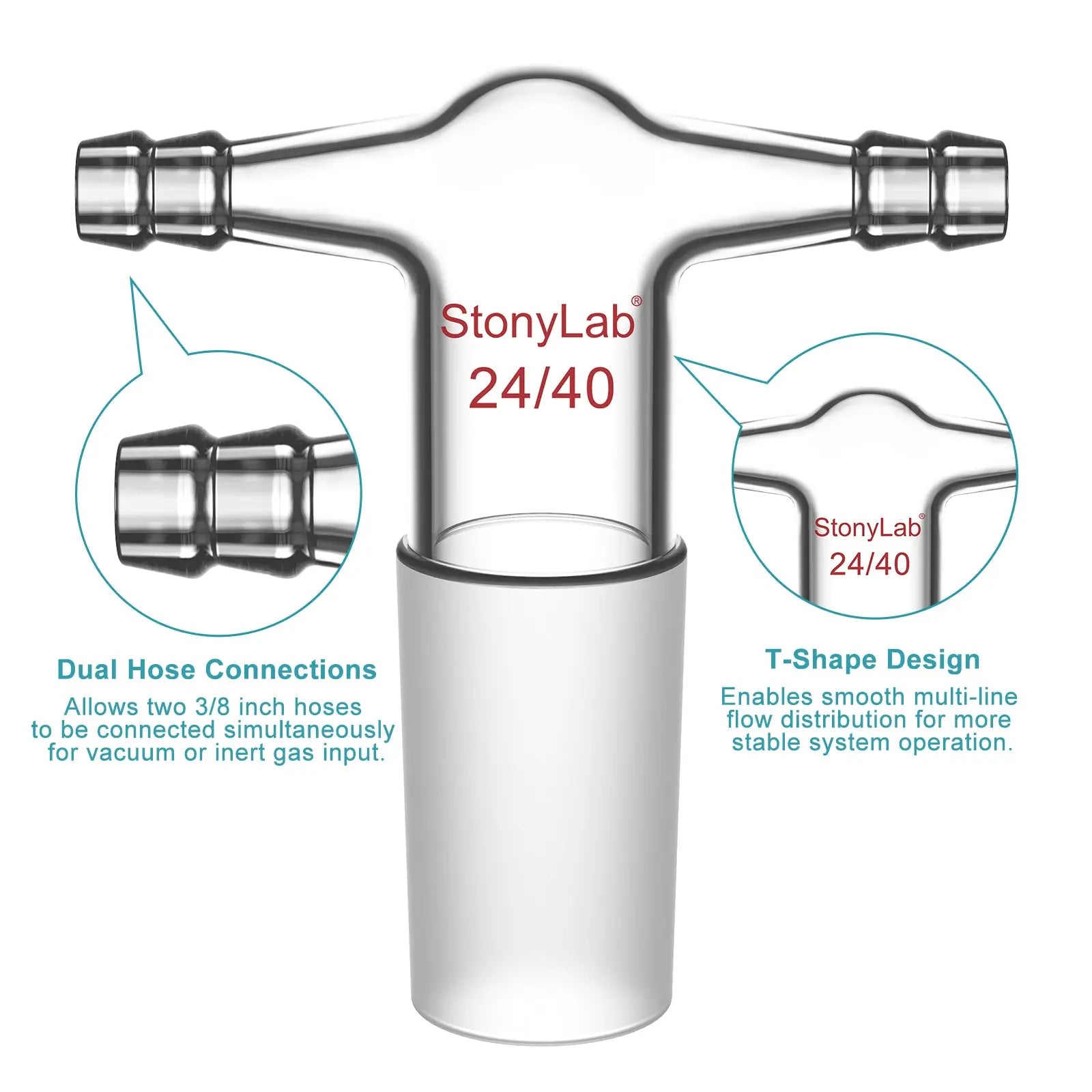 StonyLab T-Shape Dual Hose Vacuum heavy duty chemical processing configuration